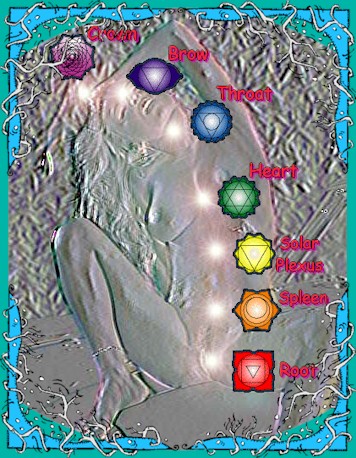 7 Chakras - Crown - Pituitary, Brow - Pineal, Throat - Thyroid, Heart - Thymus, Solar Plexus - Adrenals, Splenic - Gonads, Root - Suprarenal